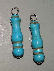 Carved Turquoise INTERCHANGEABLE Earring Charms YG orSS  