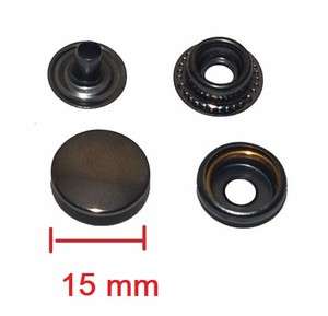 20 X METAL SNAP BUTTONS FASTENERS 15mm COLOR GUNMETAL  