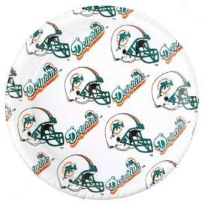  Miami Dolphins 10 Inch Reusable Plastic Plate