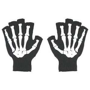   Gloves White On Black Goth Punk Emo Gothic Riding Toys & Games