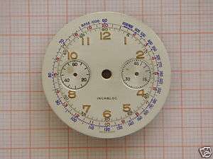 Vintage Chronograph Silver Watch Dial Landeron 50s NOS  