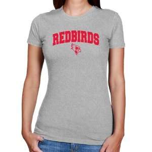 Illinois State Redbirds Ladies Ash Logo Arch Slim Fit T shirt