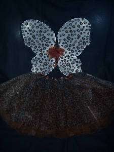 Cheetah Print Tutu Princess Skirt & Fairy Wings Combo  