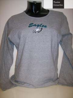 EAGLES WOMENS SPRK L/S JERSEY T SHIRT TOUCH MD PHILA GY  