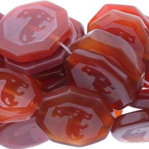 Carnelian  Octagon Animal Carved   28mm Height, 25mm Width, No Grade 