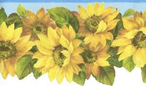 SUNFLOWERS Floral DIE CUT TEXTURED WALL PAPER BORDER  