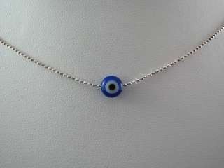   Cobalt Blue Evil Eye Bead Sterling Silver Necklace Delicate  