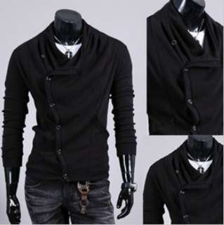 New Mens Black Slim Casual Sweaters Coat Cardigan Knitwear M L XL 