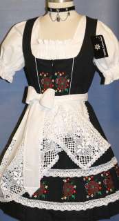   pcs BLACK Women German Hostess OKTOBERFEST DIRNDL Dress / 10 M  