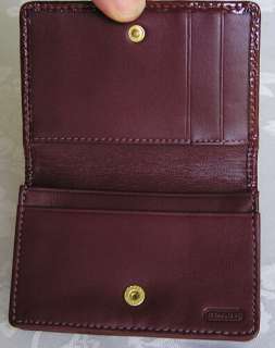 COACH 3 COLOR SIGNATURE CARD CASE WALLET BURGUNDY RED 61215 NWT  
