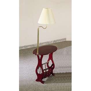   Anne Style Cherry Finish Wood Magazine End Table w/Lamp 