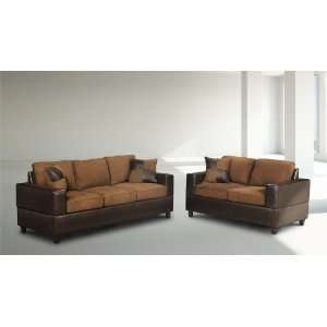  Seattle 2 pcs Sofa and Loveseat Set in Chocolate Color 