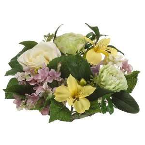 Rose/Hydrangea/Alstroemeria Candle Ring Green Pink (Pack of 6 