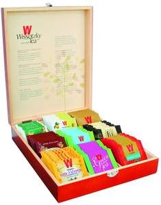 Wissotzky Tea Mahogany 9 Flavors Tea Chest Gift Box   90 Assorted Teas
