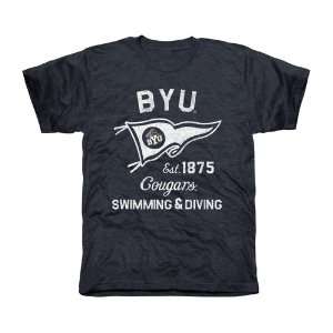  NCAA BYU Cougars Pennant Sport Tri Blend T Shirt   Navy Blue 