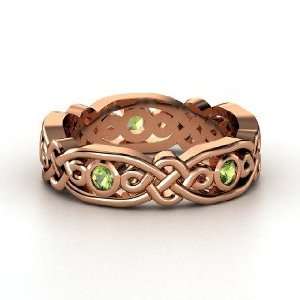  Brilliant Alhambra Band, 14K Rose Gold Ring with Green 