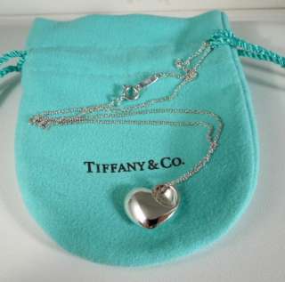 TIFFANY & CO Sterling Folded Heart Necklace ~ Tiffany Pouch~ Free 
