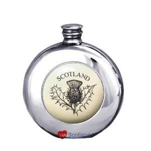   Hip Flask 6oz Pewter Scotland Flower Thistle