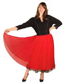 Vintage Skirt Red Pleated Nylon Chiffon 1940’S  