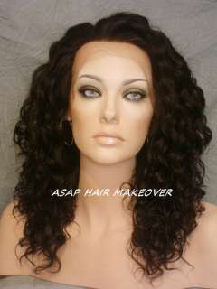 NEW LACE FRONT WIG WIGS loose spiral & layered Dk Brown  