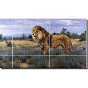 Approaching Threat by Edward Aldrich   Lion Wildlife Ceramic Tile 