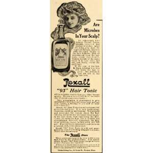  1909 Ad United Drug Co. Rexall 93 Hair Tonic Scalp Care 