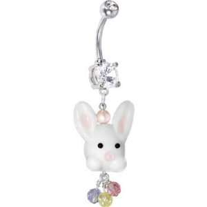   Handcrafted Genuine Swarovski Pastel Bunny Rabbit Belly Ring Jewelry