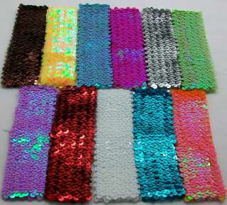 SEQUIN Stretch Headbands 2 inches wide You choose your colors 