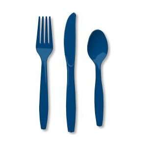  Heavy Duty Plastic Cutlery, Navy Blue