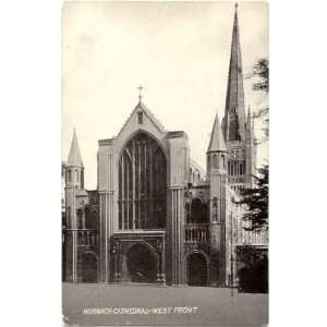   Vintage Postcard West Front of Norwich Cathedral Norwich England UK