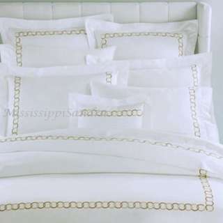   Boudoir Pillow Sham White Beige Embroidered Chain Link Cover  