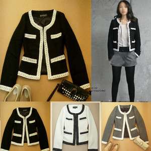   Sleeve Wool Blends White Black Gray Jacket Coat XS S M L G133  