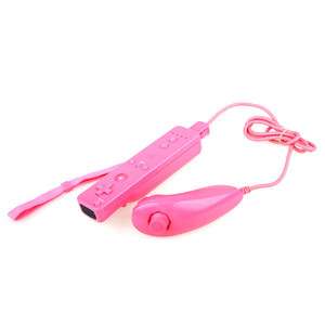 Remote And Nunchuck Controller For Nintendo WII Pink  