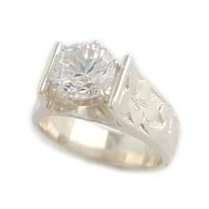   French Mount Hawaiian Heirloom Jewelry Silver Wedding Ring   8