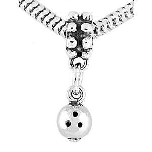  Sterling Silver Bowling Ball Dangle Bead Charm Jewelry