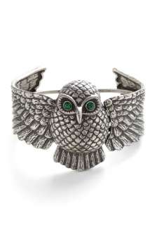 Owl I Ever Wanted Cuff   Silver, Green, Rhinestones, Party, Work 