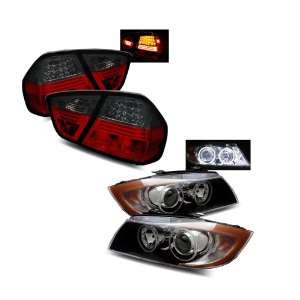 06 08 BMW E90 3 Series 4Dr Black CCFL Halo Projector Headlights + LED 