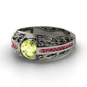  Vintage Romance Ring, Round Peridot Sterling Silver Ring 