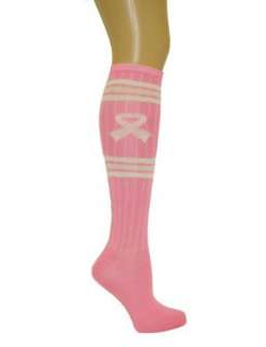  Pink Ribbon Breast Cancer Awareness Knee High Socks Great 