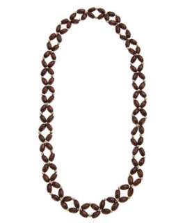 Brown Pattern (Brown) Wood and Gold Bead Hair Band  247217529  New 