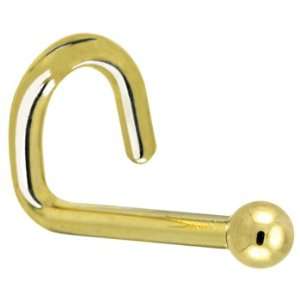   Yellow Gold 1.5mm Ball Left Nostril Screw Ring   18 Gauge Jewelry