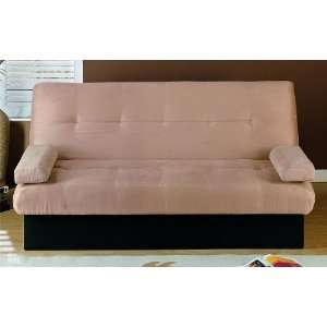  Contemporary Style Taupe Microfiber Futon Sofa Bed w 