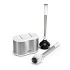 Polder Toilet Brush and Plunger Caddy   White   18H x 10W x 6D 
