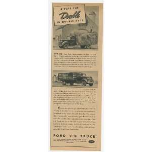  1940 Ford V 8 Truck Double Duty Farm Farming Print Ad 