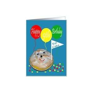  9th Birthday, Pie with face and balloons Card Toys 