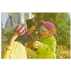 Walt Disney World Magic Kingdom Snow White and Dopey 4x6 Postcard Wdw 