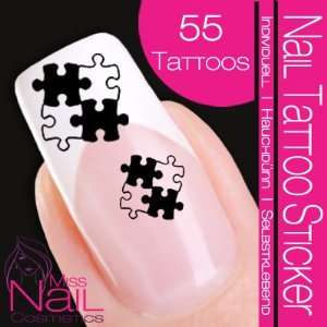  Nail Tattoo Sticker Puzzle / Jigsaw   black Beauty