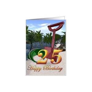 25th Birthday Summer beach bucket Happy Birthday Palm trees side beach 