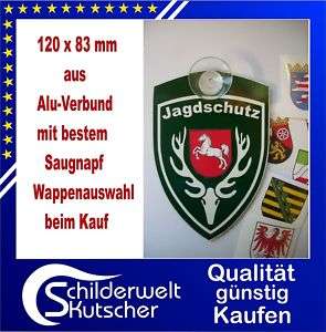 Jagdschutz Schild mit Wappen Saugnapfschild Alu Verb.  