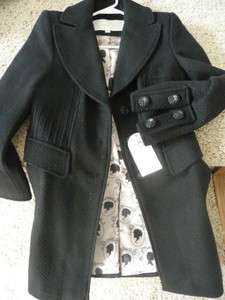 NWT jessica Simpson black textured wool blend embellished coat XS 